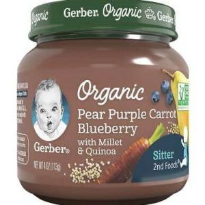 GERBER ORGANIC PEAR PURPLE CARROT BLUEBERRY WITH MILLET & QUINOA 2ND