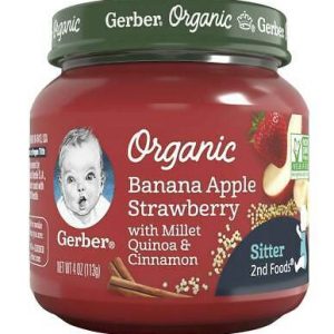 GERBER ORGANIC BANANA APPLE STRAWBERRY WITH MILLET QUINOA & CINNAMON 2ND