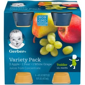 GERBER JUICE VARIETY 4 PACK (2 APPLE, 1 PEAR, 1 WHITE GRAPE)