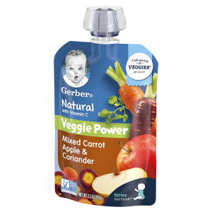 GERBER NATURAL VEGGIE POWER MIXED CARROT APPLE CORIANDER BABY FOOD