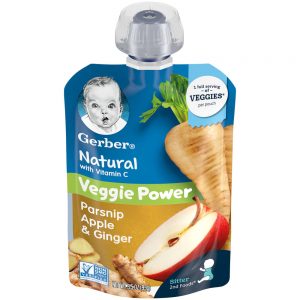 GERBER NATURAL STAGE 2 VEGGIE POWER PARSNIP APPLE GINGER BABY FOOD,