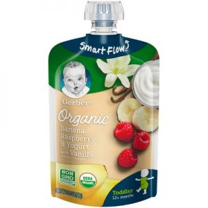GERBER ORGANIC BANANA RASPBERRY & YOGURT WITH VANILLA