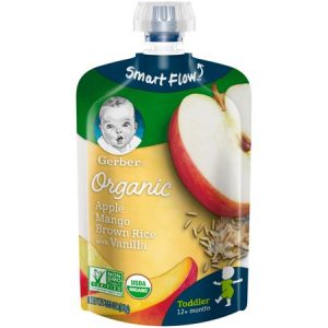 GERBER ORGANIC APPLE MANGO BRWON RICE & VANILLA