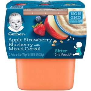 GERBER APPLE STRAWBERRY BLUEBERRY WITH MIXED CEREAL 2ND
