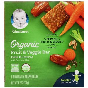 GERBER ORGANIC FRUIT & VEGGIE BAR DATE & CARROT 5 BAR