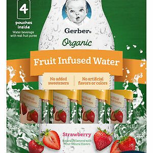 GERBER ORGANIC STRAWBERRY FRUIT INFUSED WATER  4 POUCHES