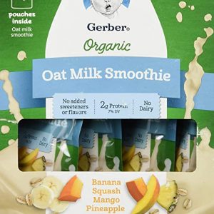 GERBER ORGANIC OAT MILK SMOOTHIE BANANA SQUASH MANGO PINEAPPLE 4 POUCHES