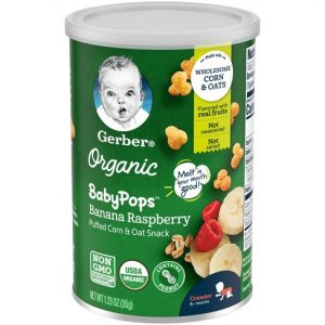 GERBER ORGANIC BABYPOPS BANANA RASPBERRY PUFFED CORN & OAT BABY SNACKS 