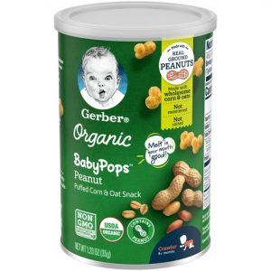 GERBER ORGANIC BABYPOPS PEANUT PUFFED CORN & OAT BABY SNACKS