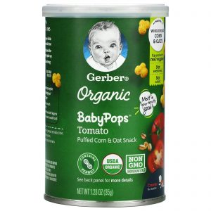 GERBER ORGANIC BABYPOPS TOMATO PUFFED CORN & OAT BABY SNACKS