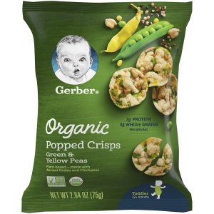 GERBER ORGANIC POPPED CRISPS GREEN & YELLOW PEAS