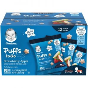 GERBER PUFFS STRAWBERRY APPLE BABY SNACKS 12COUNT