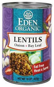 EDEN  GREEN LENTILS WITH ONION & BAY LEAF, ORGANIC