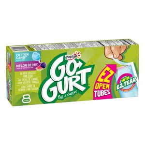 YOPLAIT GO-GURT COTTON CANDY & MELON BERRY YOGURT