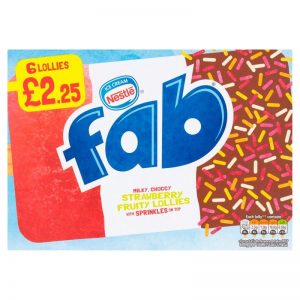 NESTLE FAB STRAWBERRY LOLLIES £2.25  6PK