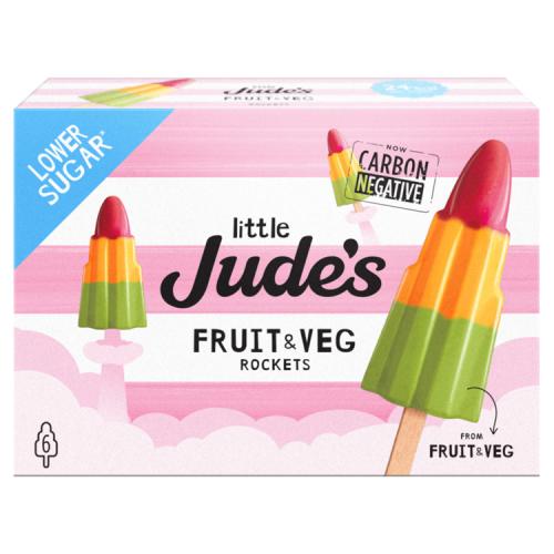 LITTLE JUDES FRUIT & VEG LOLLIES (RASPBERRY & BEETROOT; ORANGE & CARROT; APPLE & SPINACH) 6PK