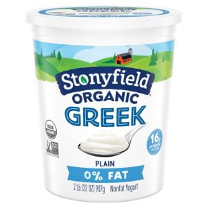 STONYFIELD ORGANIC GREEK STYLE YOGURT PLAIN FAT FREE
