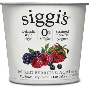 SIGGI'S SKYR ICELANDIC STYLE STRAINED NON-FAT YOGURT ACAI & MIXED BERRIES