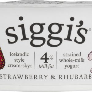 SIGGI'S SKYR ICELANDIC STYLE STRINED WHOLE MILK YOGURT STRAWBERRY RHUBARB 4%