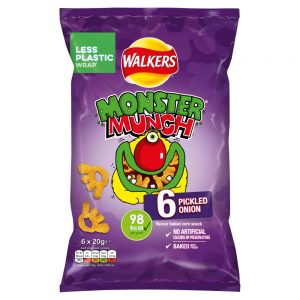 WALKERS MONSTER MUNCH PICKLED ONION MULTIPACK SNACKS CRISPS  20G 6PK