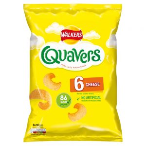 WALKERS QUAVERS CHEESE MULTIPACK SNACKS CRISPS 16G 6PK