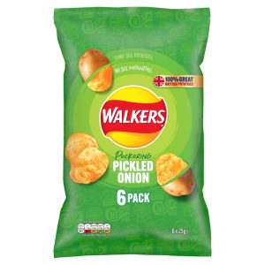 WALKERS PICKLED ONION MULTIPACK CRISPS 25G 6PK