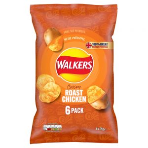 WALKERS ROAST CHICKEN MULTIPACK CRISPS 25G 6PK