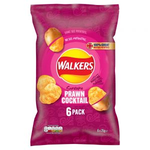 WALKERS PRAWN COCKTAIL MULTIPACK CRISPS 25G 6PK