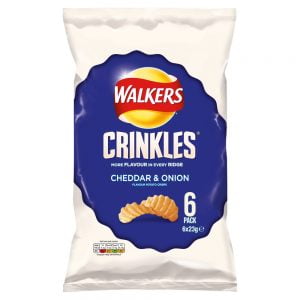 WALKERS CRINKLES CHEDDAR & ONION MULTIPACK CRISPS 23G 6PK