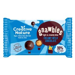CREATIVE NATURE GNAWBLES CREAMY MILK CHOCOLATE LIGHT & CRUNCHY BITES