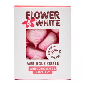 FLOWER & WHITE - WHITE CHOCOLATE & RASPBERRY MERINGUE KISSES (AKA DROPS)